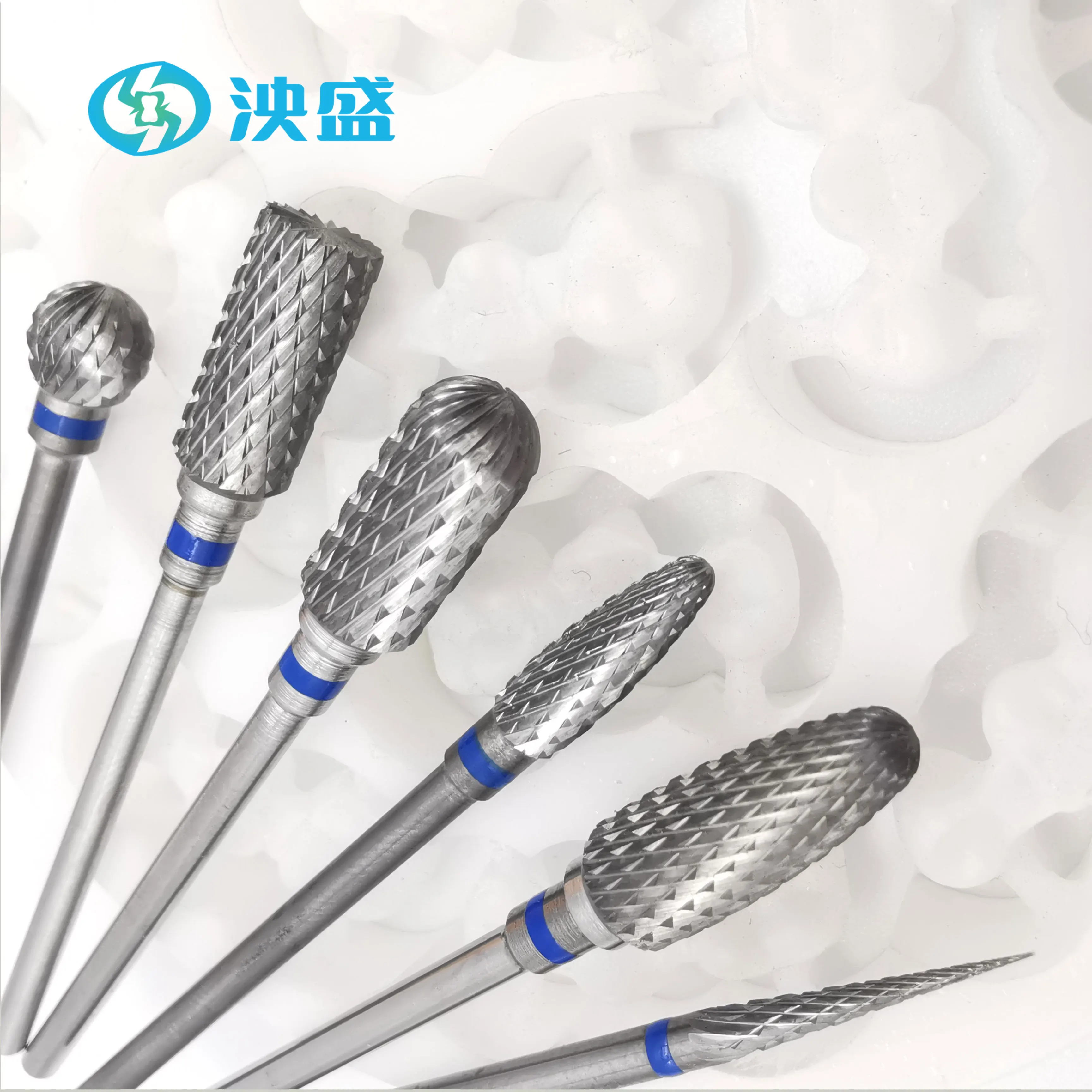 Dental Consumable Tools Tungsten Carbide Denture Nail Blue Ring Standard Density Cross Cut Polish Burs