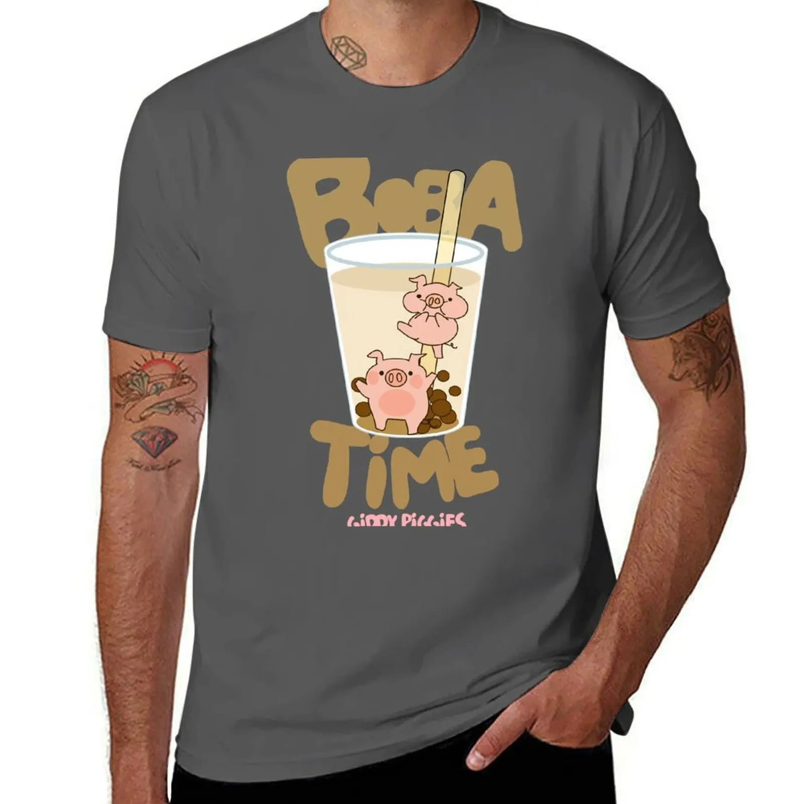 

Giddy Piggies Boba Time T-Shirt man clothes Personalized t-shirt shirts men