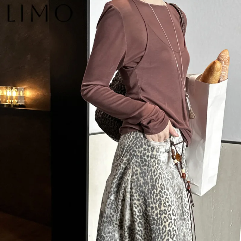 

LIMO Women's 2-Piece Set Sleeveless Cami + Long Sleeve Tops Multi-Way Wear Soft Skin-Friendly Loose Fit Casual Elegant Outfit