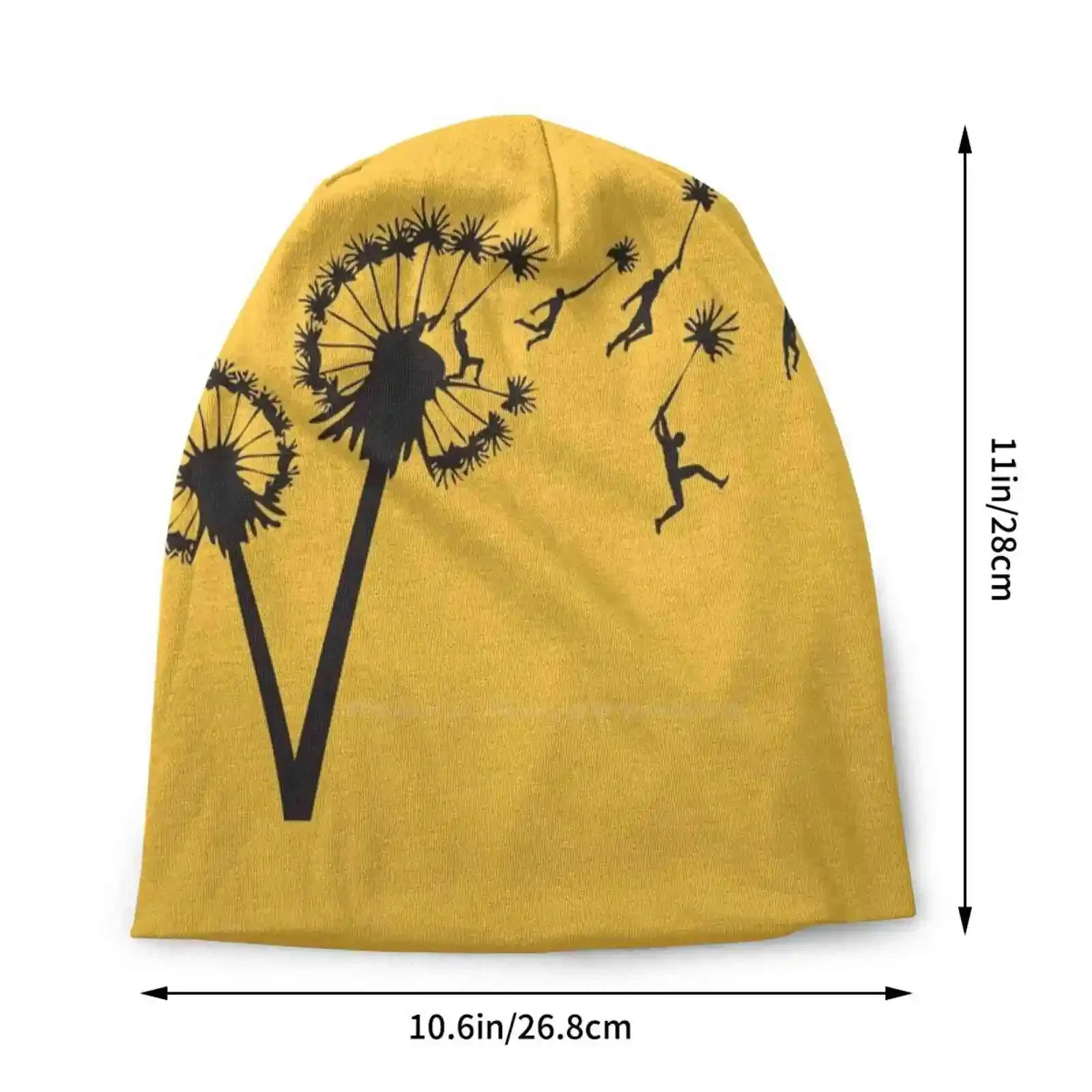 Dandylion People Flight Knitted Hat Warm Beanie Outdoor Caps Dandelion Vector Retro Flying Cool People Vintage Nature Zomboy