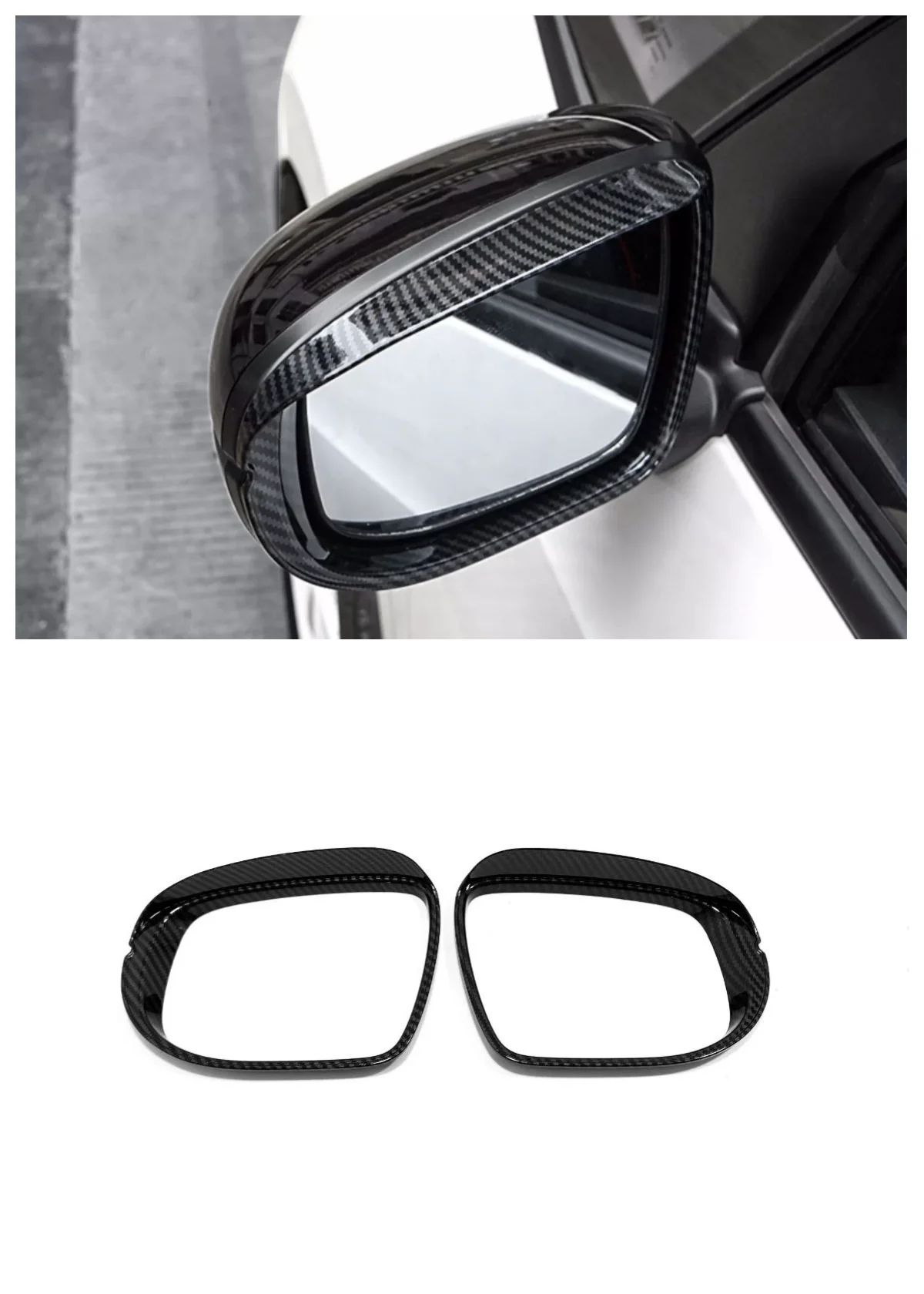 

Suitable for 2020 Honda Fit JAZZ rearview mirror rain eyebrow fram ABS decoration Auto Parts carbon fibre silvery Bright black
