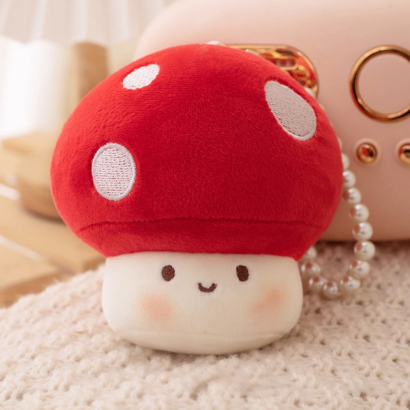 1Pcs Cute Stuffed Plush Toys Cartoon Mushroom Doll Keychain Car Key Ring Bag Pendant Men Women Christmas Key Chain Creative Gift