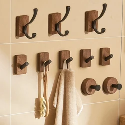 New Simple Solid Wood Hook Walnut Hanging Hanger Bathroom Wall Hook Bedroom Coat Storage Rack Home Towel Key Decoration Hook