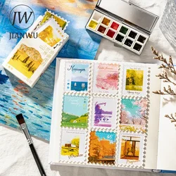 JIANWU The World in Oil Painting Series Literary Scene Landscaping Material Collage Stamp Sticker Creative Journal Stationery