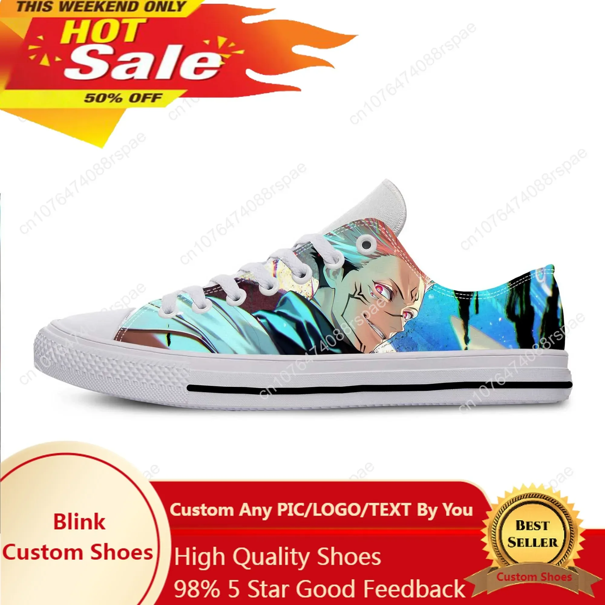 

Hot Anime Cartoon Jujutsu Kaisen Itadori Yuji Sukuna Board Shoes Low Top Breathable Casual Shoes Lightweight Men Women Sneakers