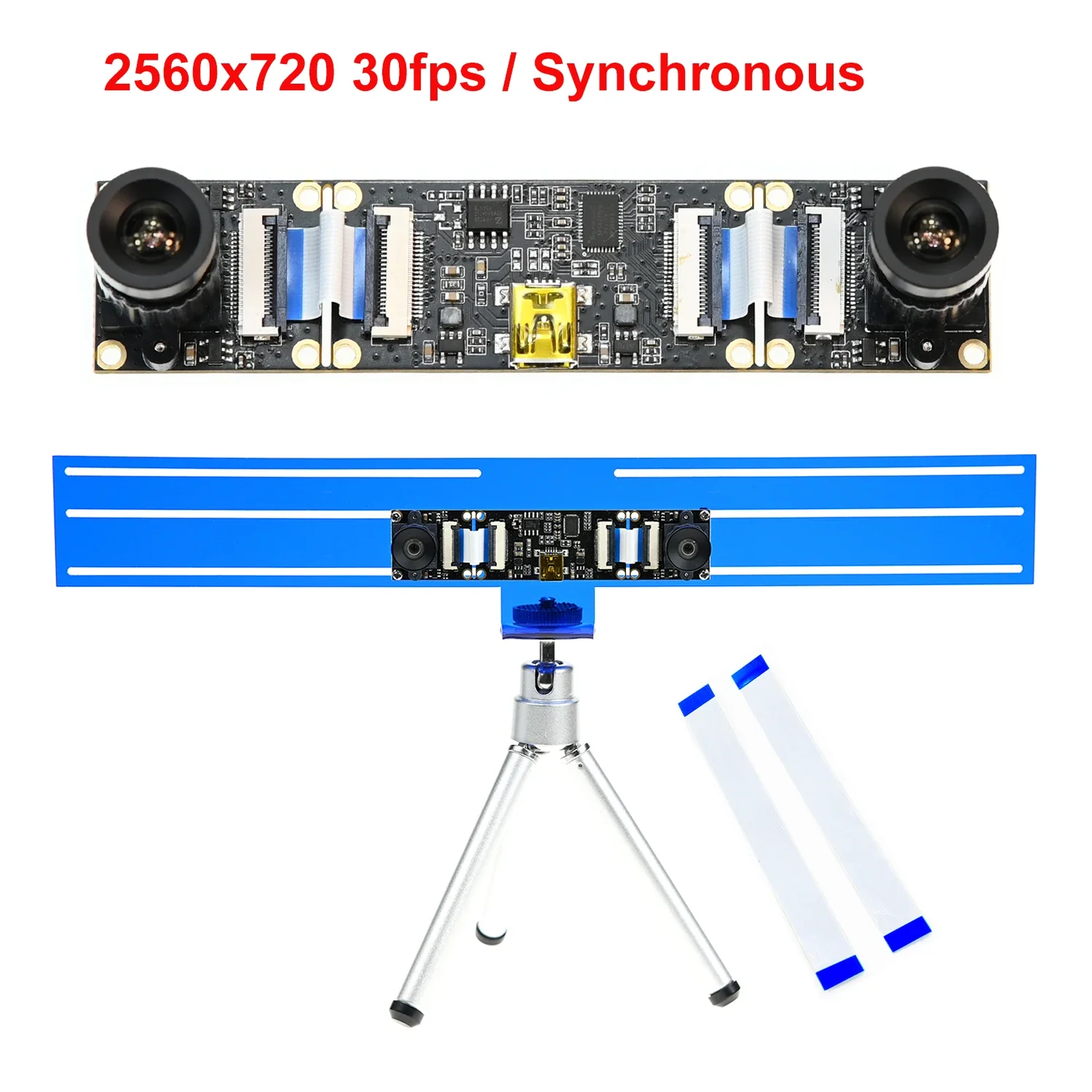 Dual Lens Synchronous USB Camera Module,Same Frame Rate 30fps,2560x720,Baseline Adjustable, 3D Stereo VR Webcam 720P,Fixed Focus