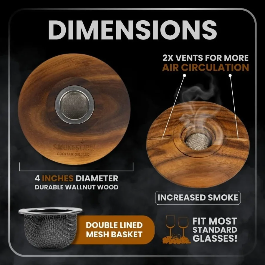 ชิปไม้พรีเมียมจากไม้วอลนัทสำหรับรมควันค็อกเทล บรรจุในกระป๋องขนาด 4 ออนซ์ 1 กระป๋อง เหมาะสำหรับวิสกี้และโอลด์แฟชั่น เคลือบด้วยสารธรรมชาติที่ปลอดภัยสำหรับอาหาร