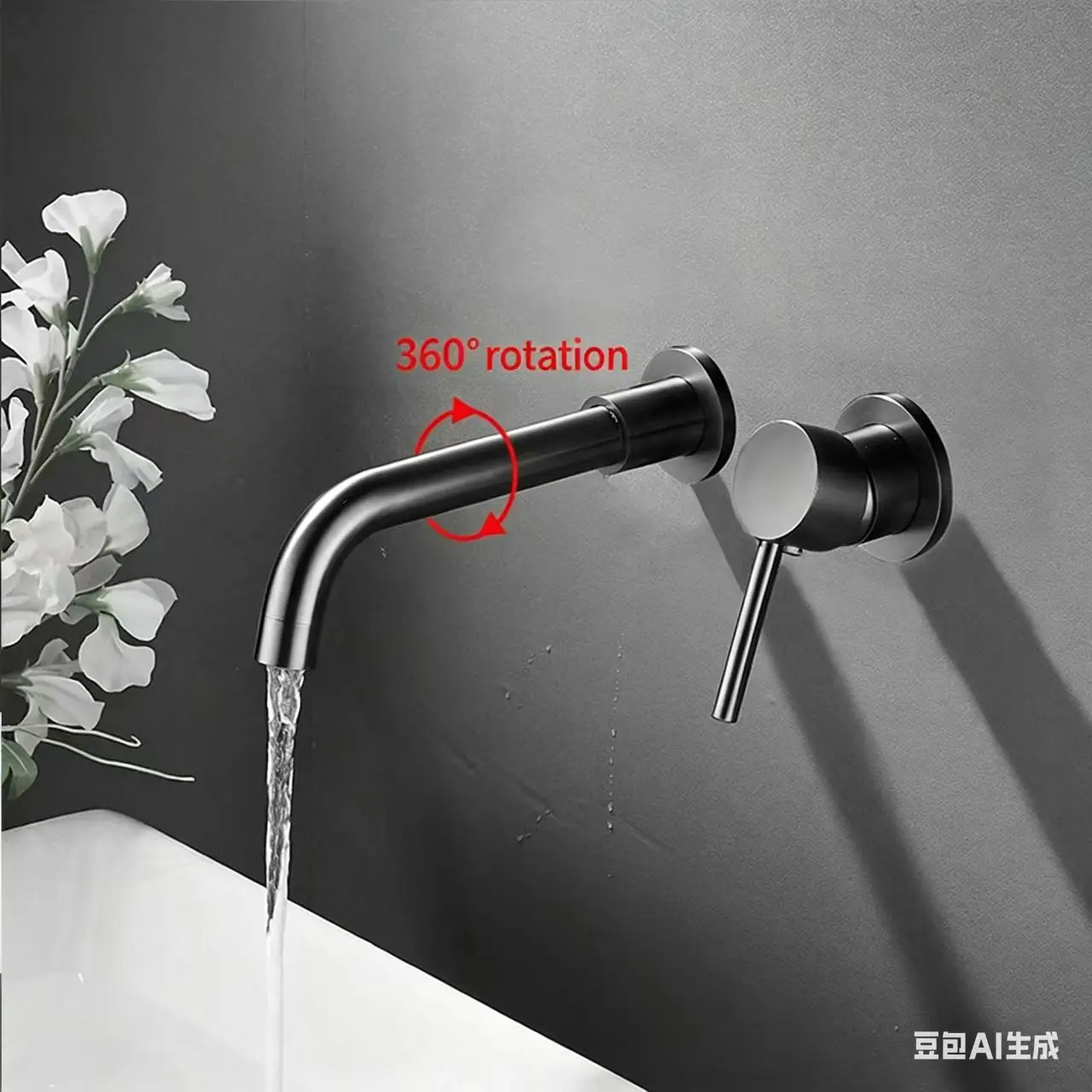 

Modern Minimalist Brass Wall Mounted Basin Faucet Brushed Gold Rose Gold 2-Hole Bathroom Mixer Tap for Hot And Cold Water
