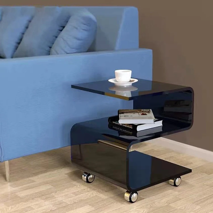 

vw-Customizable Modern Nordic Simple Curve S-Shape Clear Acrylic Side Table Plexiglass Coffee Tea Table for Living Room Hotel~