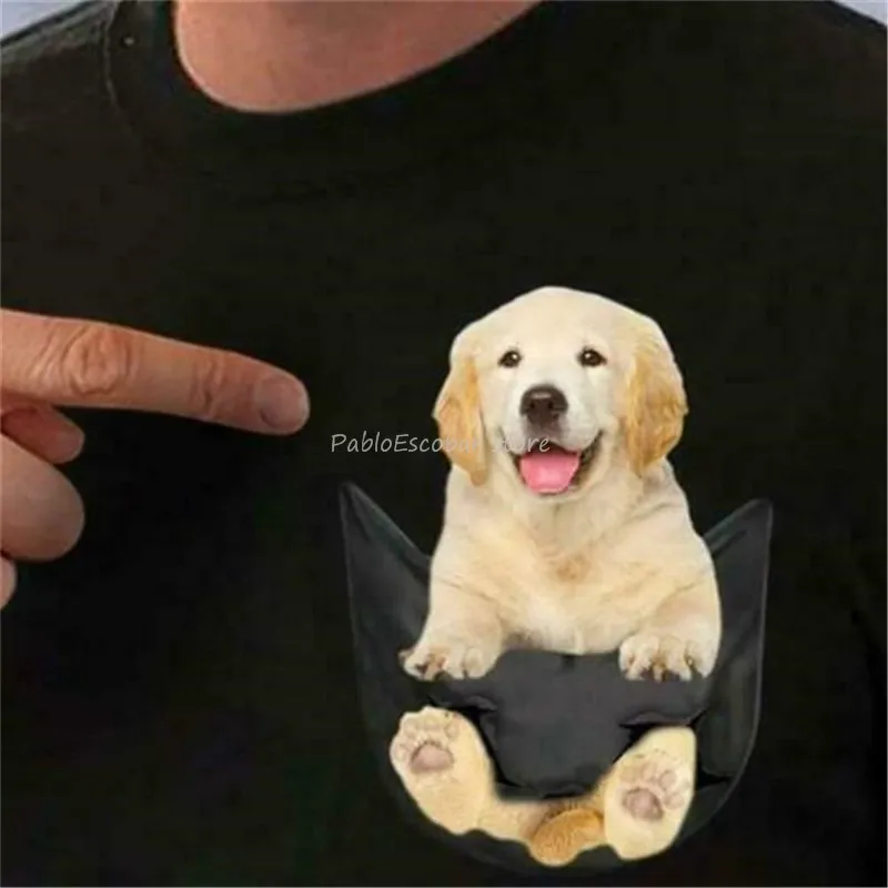 Golden Retriever In Pocket Cute Little Dog Men T-Shirt Cotton S-6Xl Humorous Tee Shirt men brand tshirt summer top tees