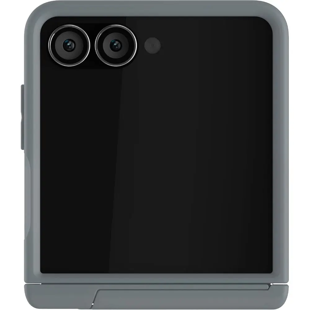 حافظة Galaxy Z Flip7 باللون الرمادي مع حامل مدمج وحماية MagSafe والمفصلات لطراز 2025 (6.9)