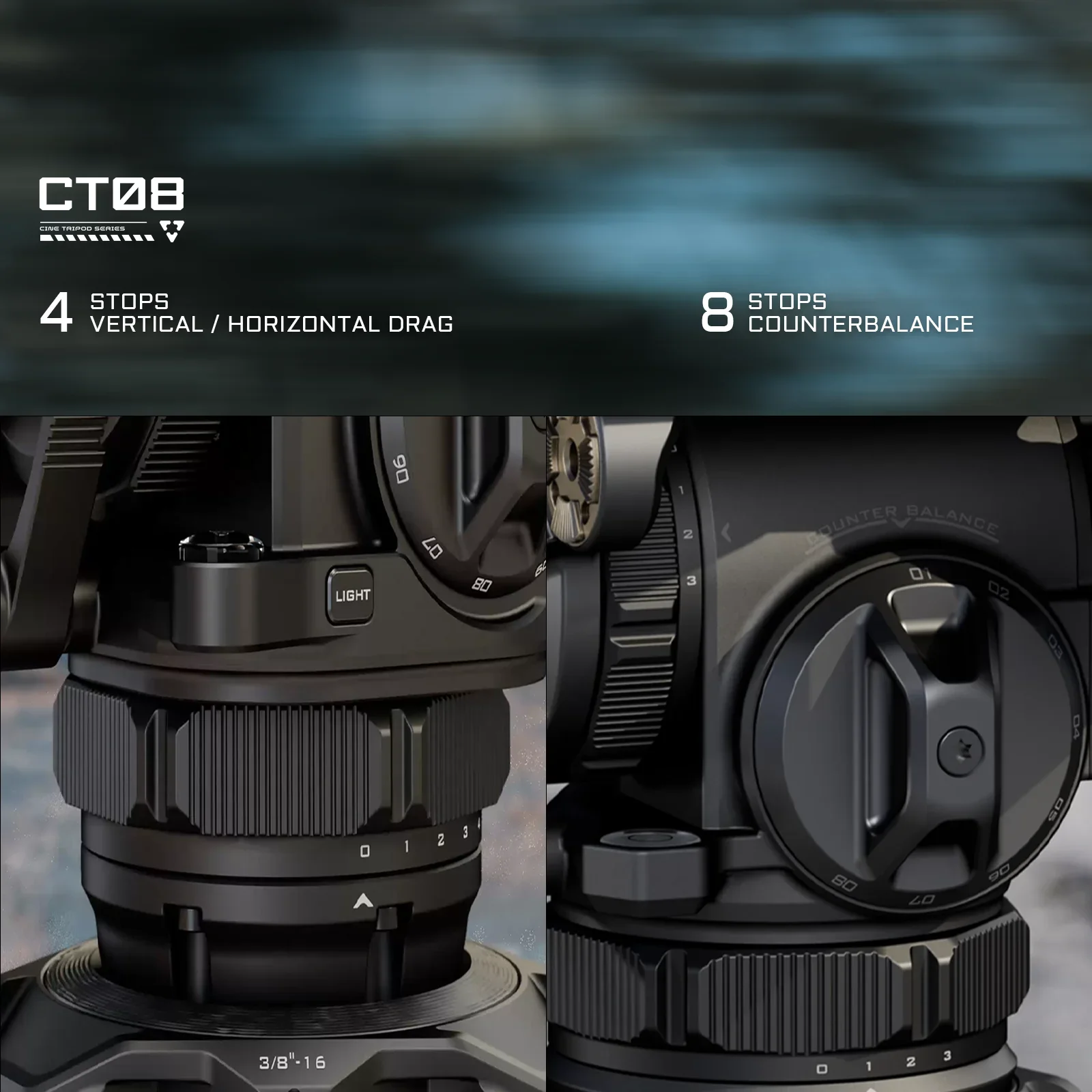 TILTA CT08 Tripod 75mm Cine Fluid Head with 2-Stage One Touch Carbon Fiber Tripod Legs (8KG)