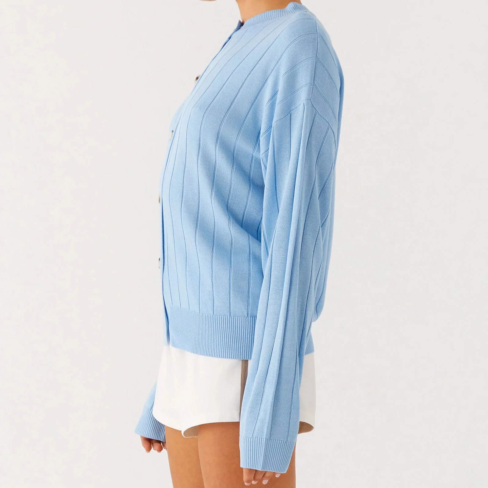 سترة نسائية أنيقة متماسكة بأكمام طويلة وأزرار للإغلاق، سترة كاجوال للخريف للاستخدام اليومي