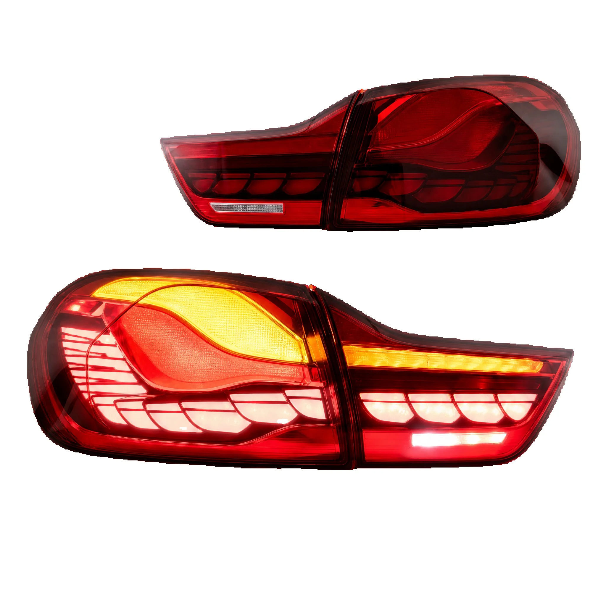 Premium Dragon Scales LED-Rückleuchten Rücklichteinheit für BMW M4 F82 F83 F32 F36 2013-2020 Voll-LED OLED-Stil Dynamischer Sequentieller Blinker Rot Klar Schwarz
