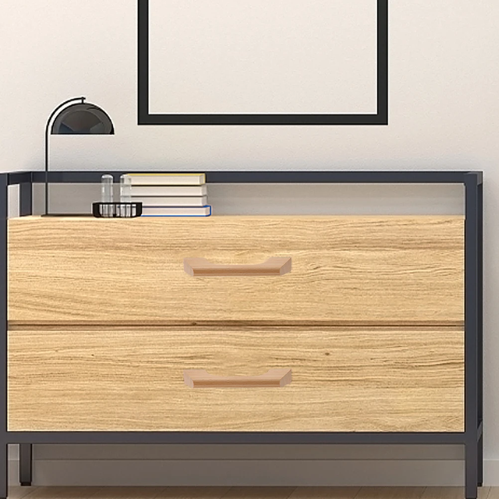 

5pcs Solid Wood Cabinet Door Handle Light Brown Drawer Pulls Furniture Accessories Durable WearResistant Modern