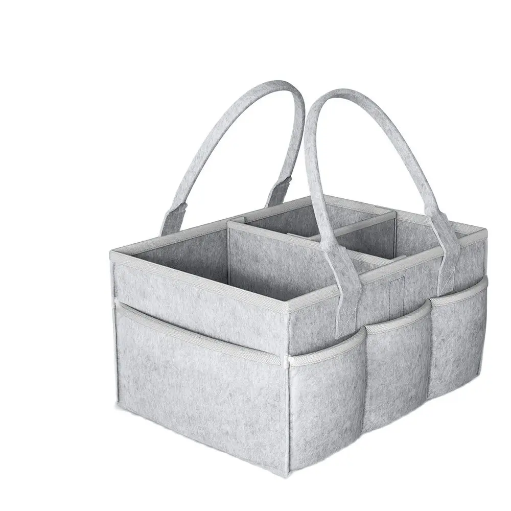 

Мягкая толстая войлочная корзина для хранения детских вещей с несколькими карманами, органайзер для подгузников и принадлежностей для новорожденных, органайзер для детской комнаты