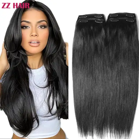ZZHAIR 100% 인간 레미 헤어 익스텐션 16