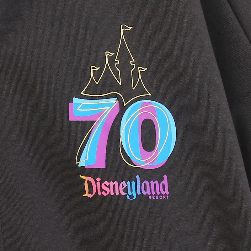 Disney 70th Anniversary Fleece Hooded Sweatshirt Disneyland Letter Embroidery Zip Up Hoodies Jacket Jumper Loose Top Unisex