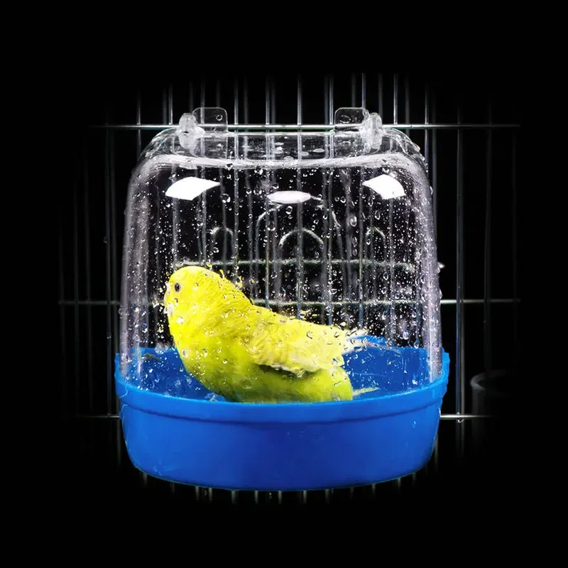 New Hanging Bird Bath Cube Parrots Bathtub Shower Box Cage Accessory for Little Canary Budgerigar Cockatiel Lovebird