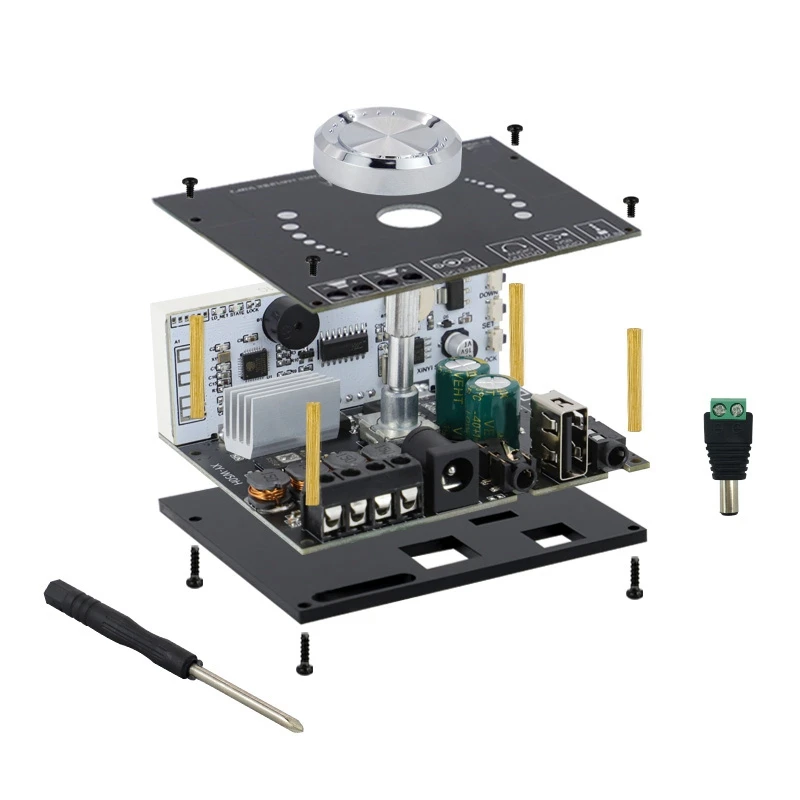 1Set Stereo Bluetooth Digitale Versterker Board Module 50wx2 Zwart Met Wifi Timing Klok Module