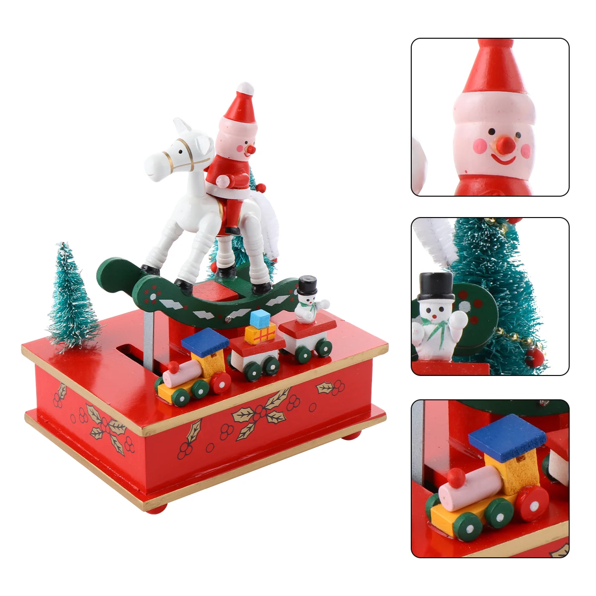 

Solid Wood Christmas Music Box Lovely Holiday Decoration Music Box Gift for Child Bedroom Living Room Decor
