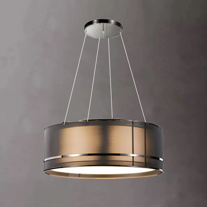 

2025 Light Luxury Hardware Chandelier, lustre, dimmable, chandelier adjustable, black fabric shade bedside chandelier for bar,