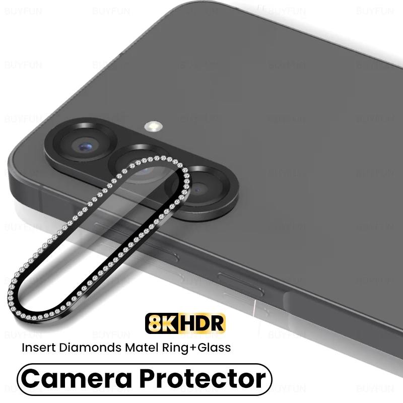 For Samsung A 57 37 17 Case Luxury Diamond Metal Ring Tempered Glass Camera Lens Protector Cap Galaxy  A17 A37 A57 5G