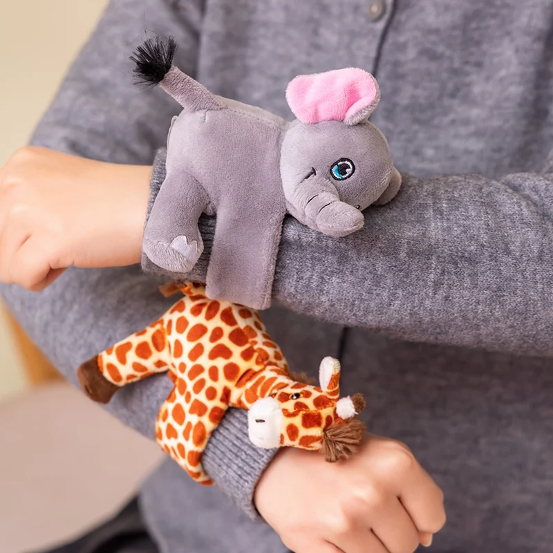 14*12CM Schöne Elefant Einhorn Giraffe Faultier Schildkröte Slap Snap Wrap Armband Armband Plüsch Stofftier Puppe Armband – Detail 11