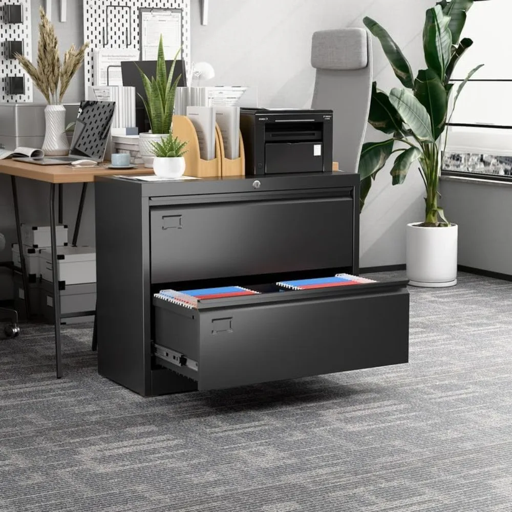 

2 Drawer Wide Lateral File Cabinet, Metal Filing Cabinet with Lock, Suitable for Home Office School Hanging Files