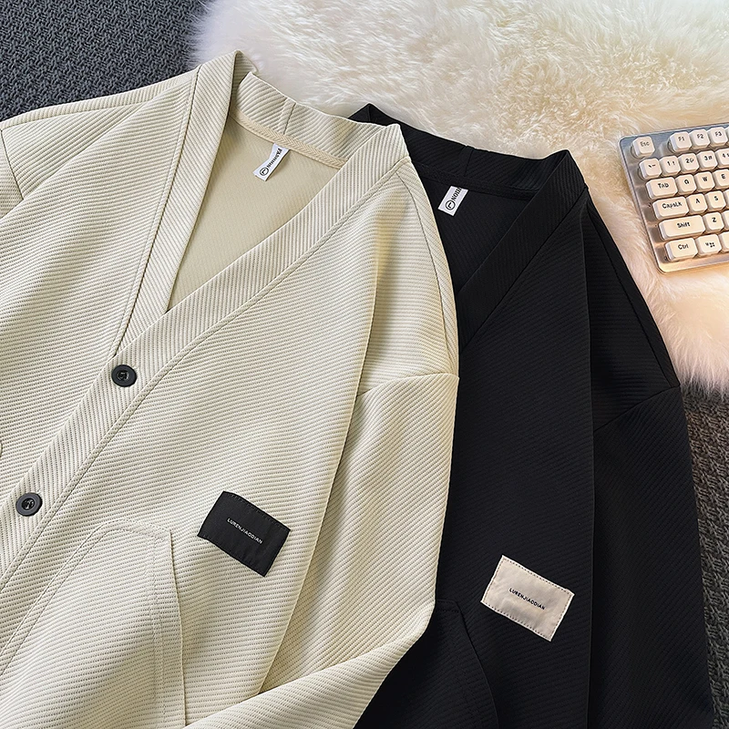 

Japanese Sle Loose Men's Knitted Sweater Autumn Winter Trendy Long Sve V-Ne Casual Outerwear Youthful And Haome