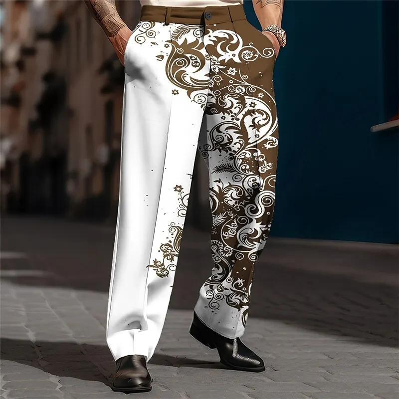 2025 Spring/Summer New Fashionable 3D Digital Printed Men\'s Bamboo Cotton Pants Casual Breathable Quick Drying