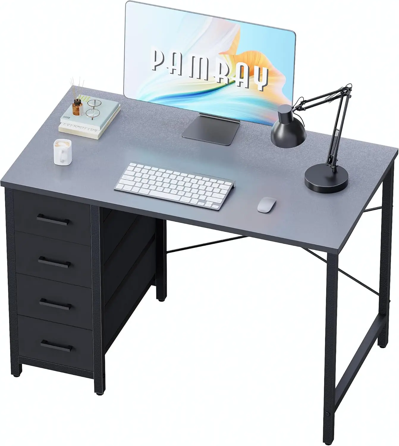 

32 Inch Computer Desk with 4 Drawers Small Office Desk for Home Bedroom Study Writing Simple Modern Table Grey