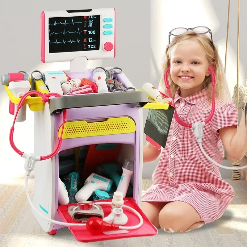 24 Stks/set Led Lampjes Simulatie Arts Accessoires Arts Medische Game Set Ecg Apparatuur Spelen Huis Interactief Speelgoed Baby Cadeau