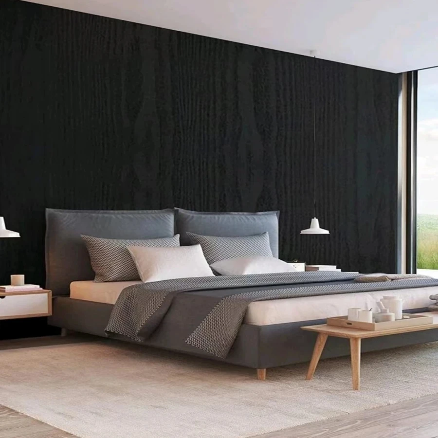 ورق جدران من الخشب الأسود قابل للتقشير واللصق، ورق اتصال ذاتي اللصق قابل للإزالة لأثاث كونترتوب وخزانة المطبخ من الفينيل #6