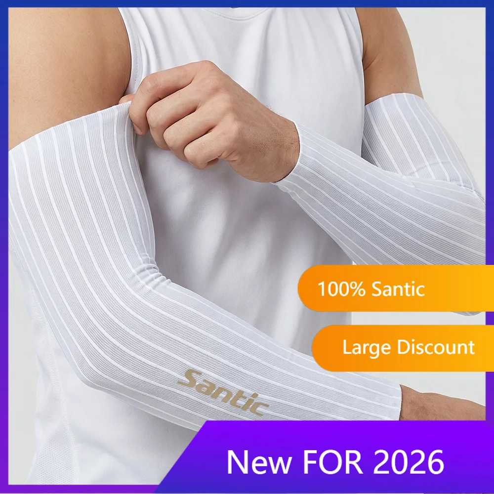 Santic Cycling Arm Sleeves Compression UV Protection Breathable Quick Dry Sports Arm Covers for Men And Women TZ26P231