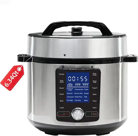 Electric Pressure Cooker 6.34Quart, 24 Functions in 1, Stainless Steel Pressure Cooker