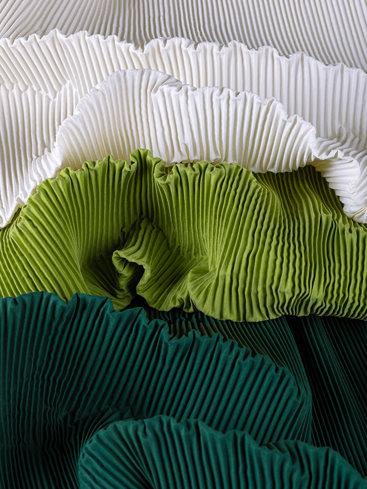 Pleated Fabric By The Meter for Decoration Paintings Background Diy Sewing Cloth Textile Stylish Plain White Grey Black Yellow