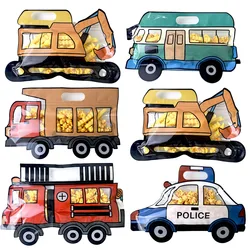 5/10/20pcs Cartoon Car Snack Bag Gift Bag Car Bus Baked Food Ziplock Bag Popcorn Cookie Packaging Bag Kid’s Birthday Party Gifts