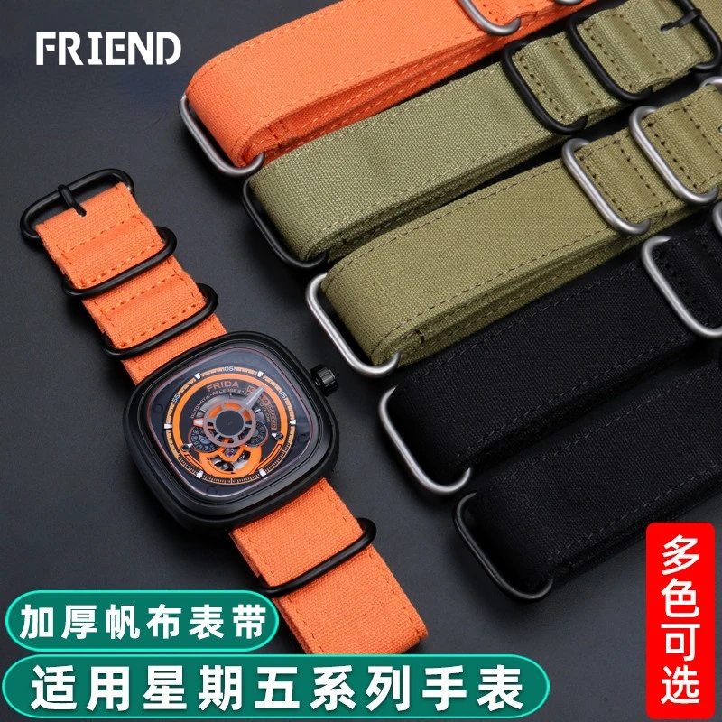 Fit Friday Watch T1/T2/M2/M3 P2B/P3/Q2 Nylon Canvas Watch Strap 26 28mm