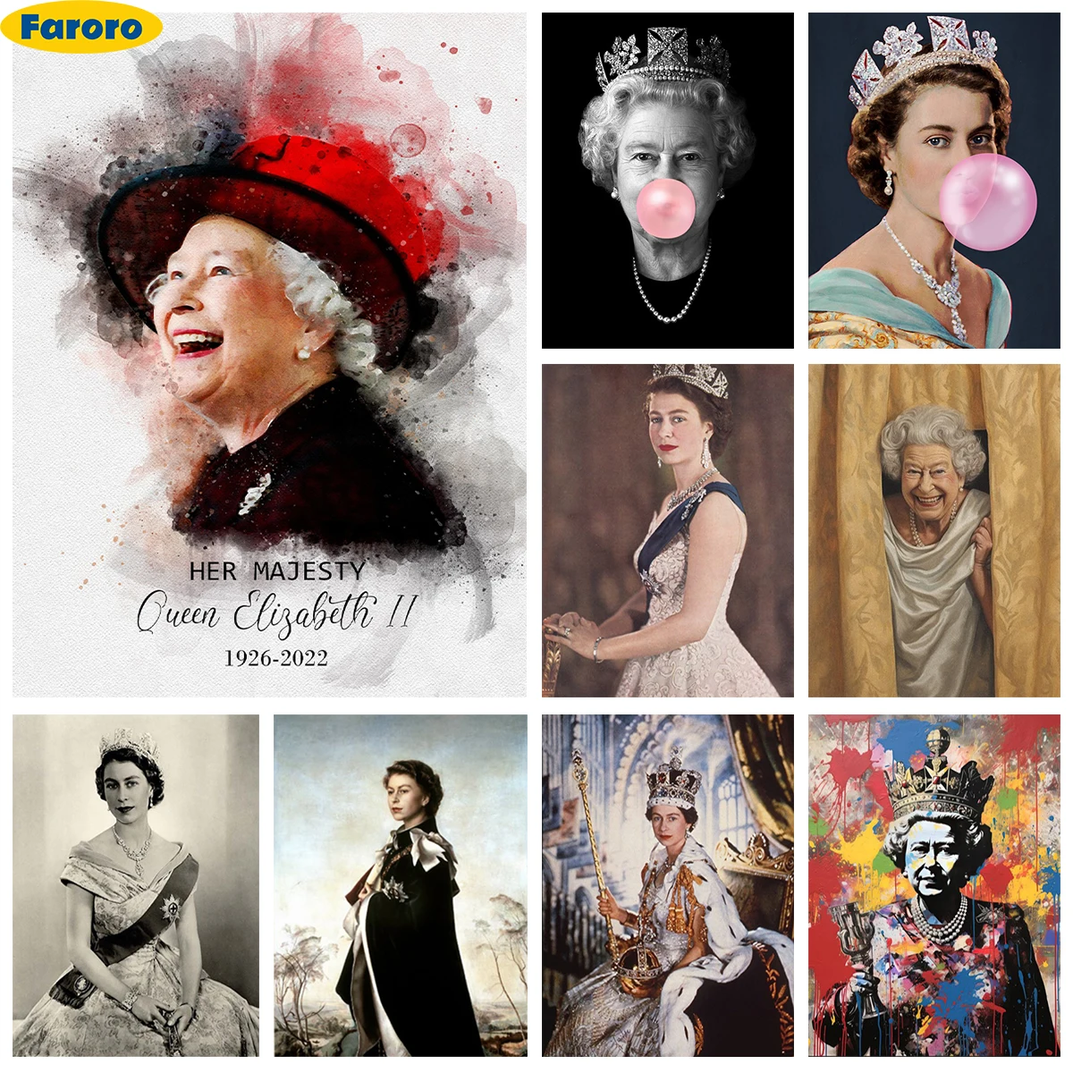 

Queen Elizabeth II DIY Diamond Paintings Famous People Mural 5D Diamond Embroidery Home Decor Hand Collection Memorial Gifts