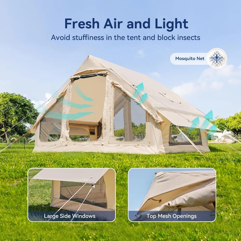 Inflatable Blow Up Tents for Camping,Waterproof Oxford Hot Tent with Manual Pump,Spacious Easy Setup Inflatable Camping