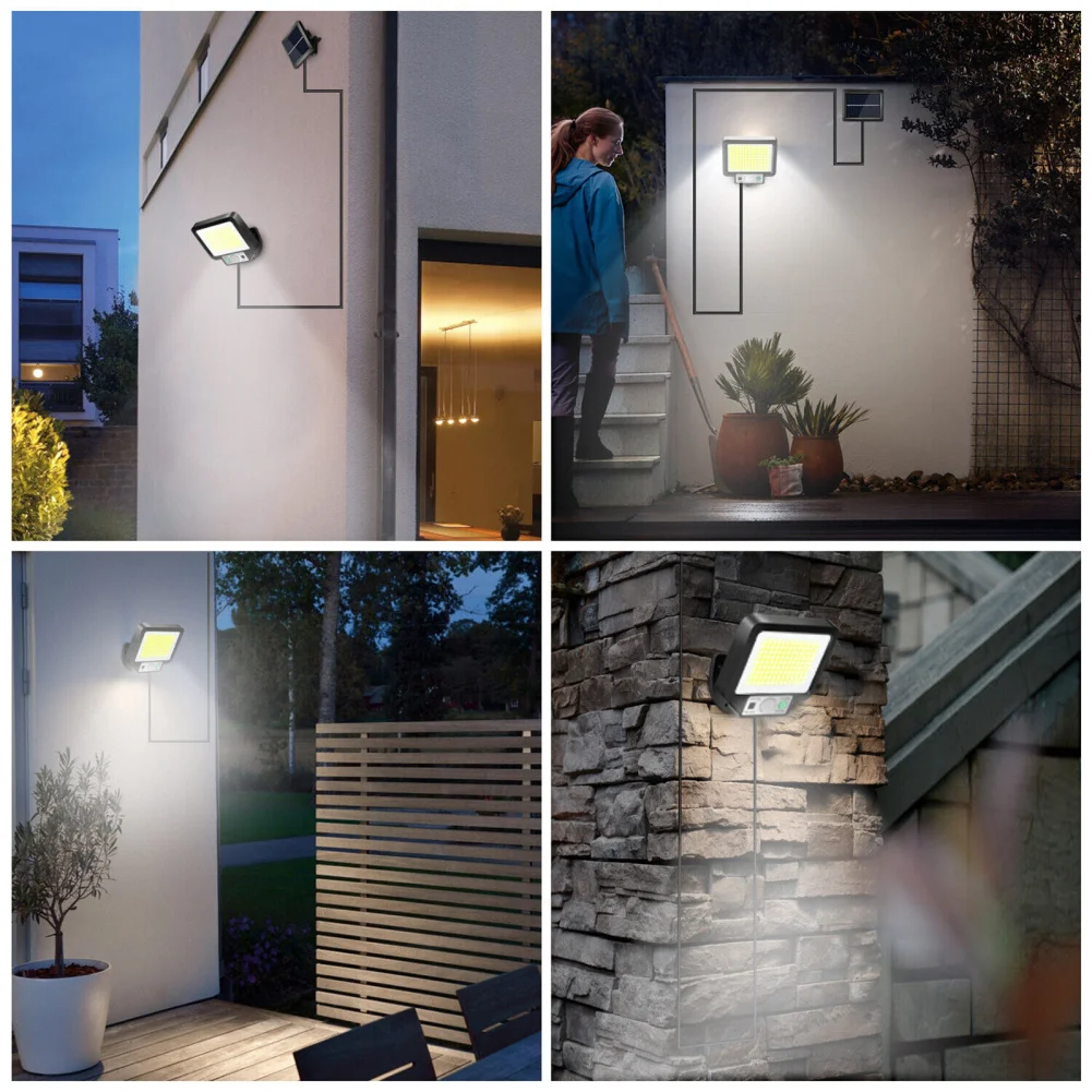 Solar Street Light com bateria recarregável, lâmpada de parede ao ar livre, impermeável, super brilhante, 3 modos, 280000lm, 1200 mAh, atacado