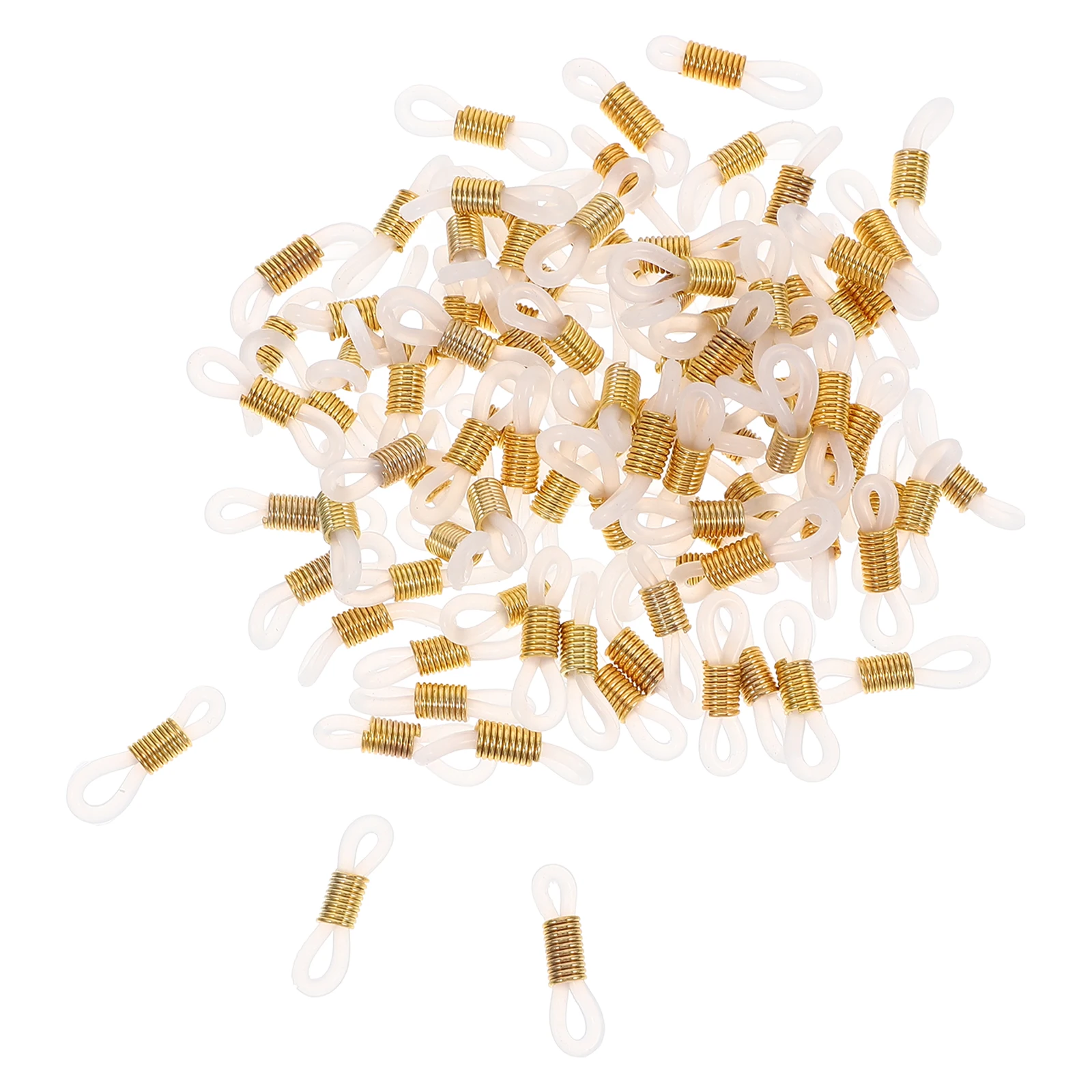 

100Pcs Eyeglass Chain Ends Anti Slip Silicone Iron Connectors Secure Holder for Glasses Anti Skid Eyeglass Parts Daily Use