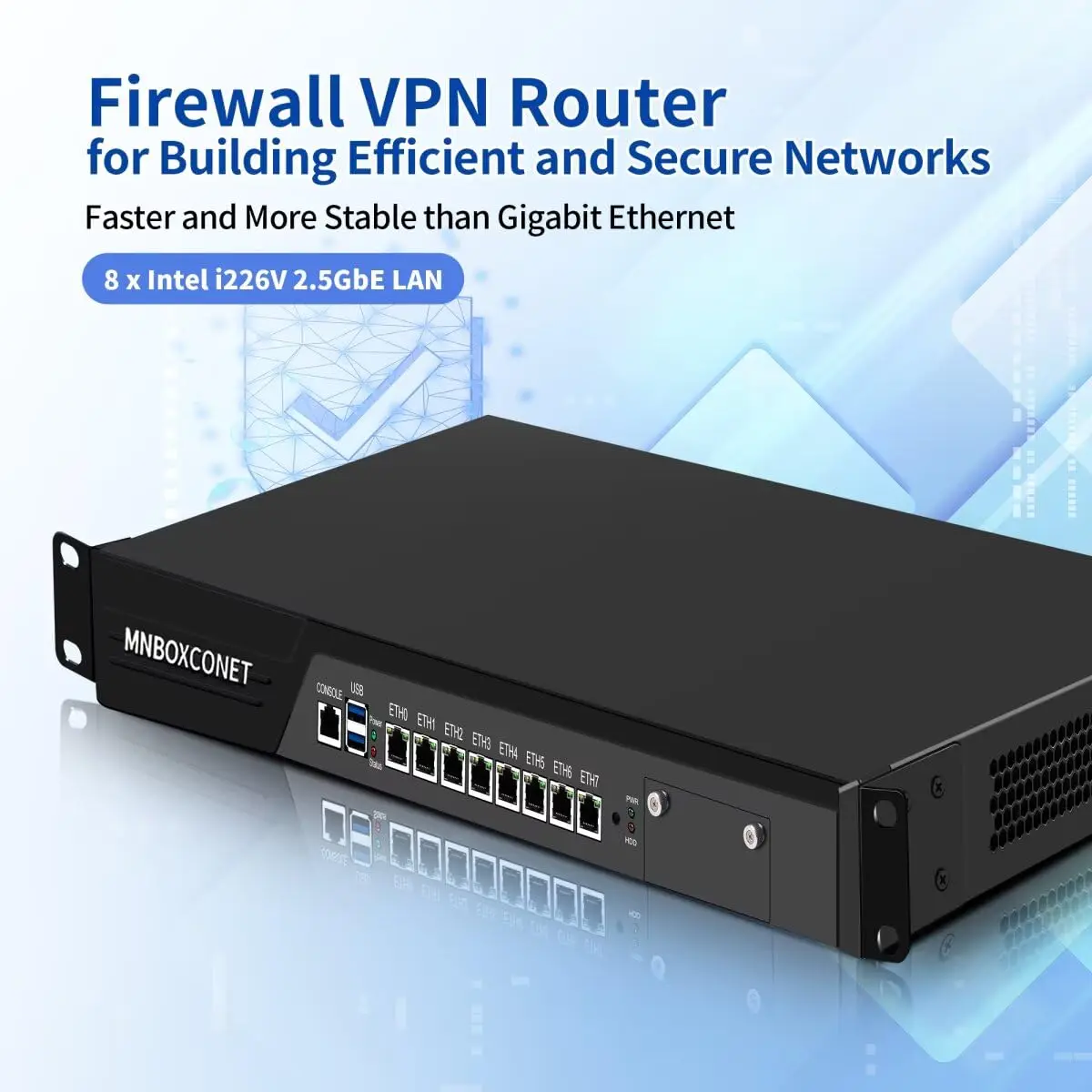 MNBOXCONET 1U Server per montaggio su rack Apparecchio per router firewall da 19 pollici i5-7500, 8 x console Gigabit Ethernet i226V OPNsense, VPN,