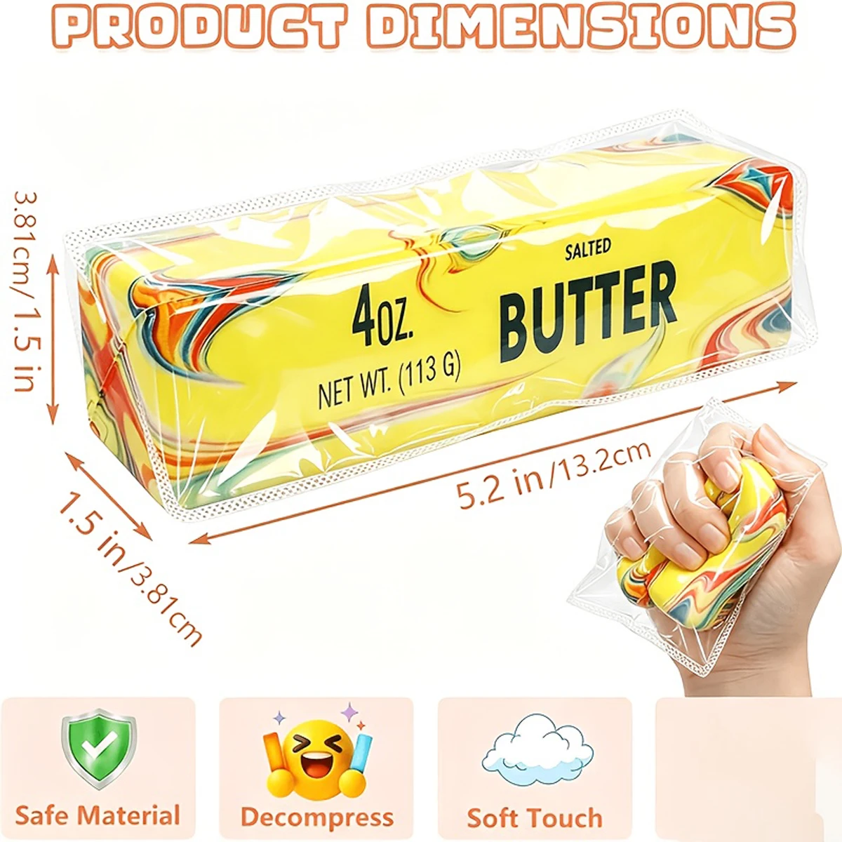 3pcs Butter Stick Squeeze Toy Set, Birthday Christmas Holiday Fidget Toy Gift to Relieve Anxiety and Stress for Adult Party Gift