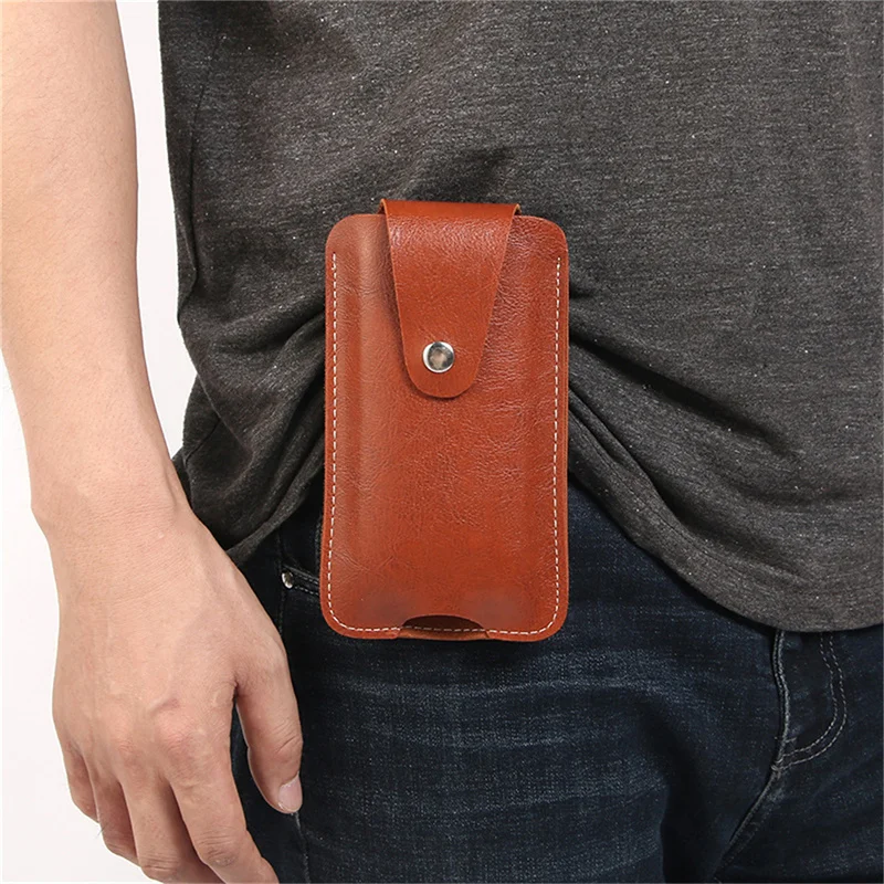 

Men Leather Mobile Phone Holster Universal Outdoor Sport Belt Clip Waist Bag