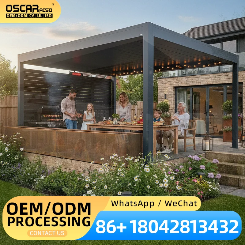Standard Size Motorized Louvered Free Standing Bioclimatic Aluminum Pergola Set for Garden Patio Backyard pergola