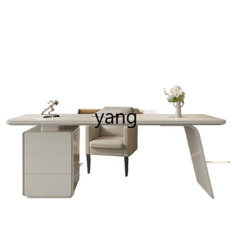 

LMM light luxury minimalist paint desk modern simple living room home solid wood computer desk