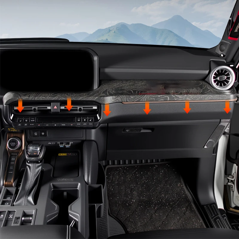 

Peach wood grain central control panel decorative strip For Toyota Land Cruiser Prado 250 Series 2024 2025 2026