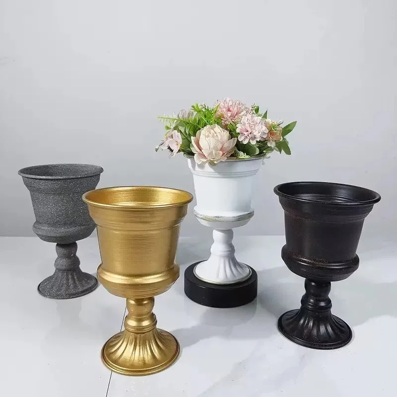 

Vintage wedding black and white gold small vase small metal vase floral arrangement wedding center